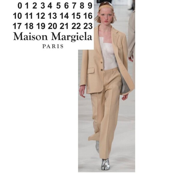 Maison Martin Margiela Pants - Maison Margiela Beige Dress Pants Wool Size IT 46 High Rise